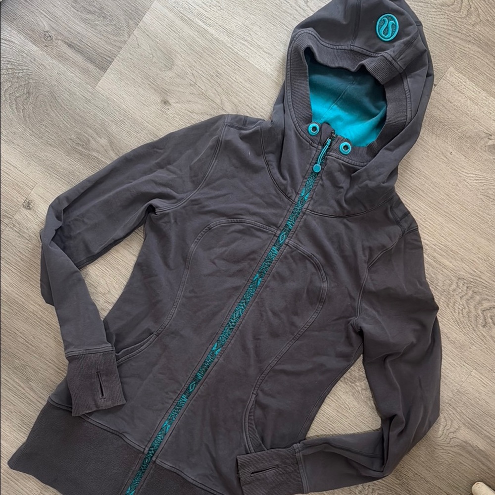 Lululemon Gray and Teal Hoodie